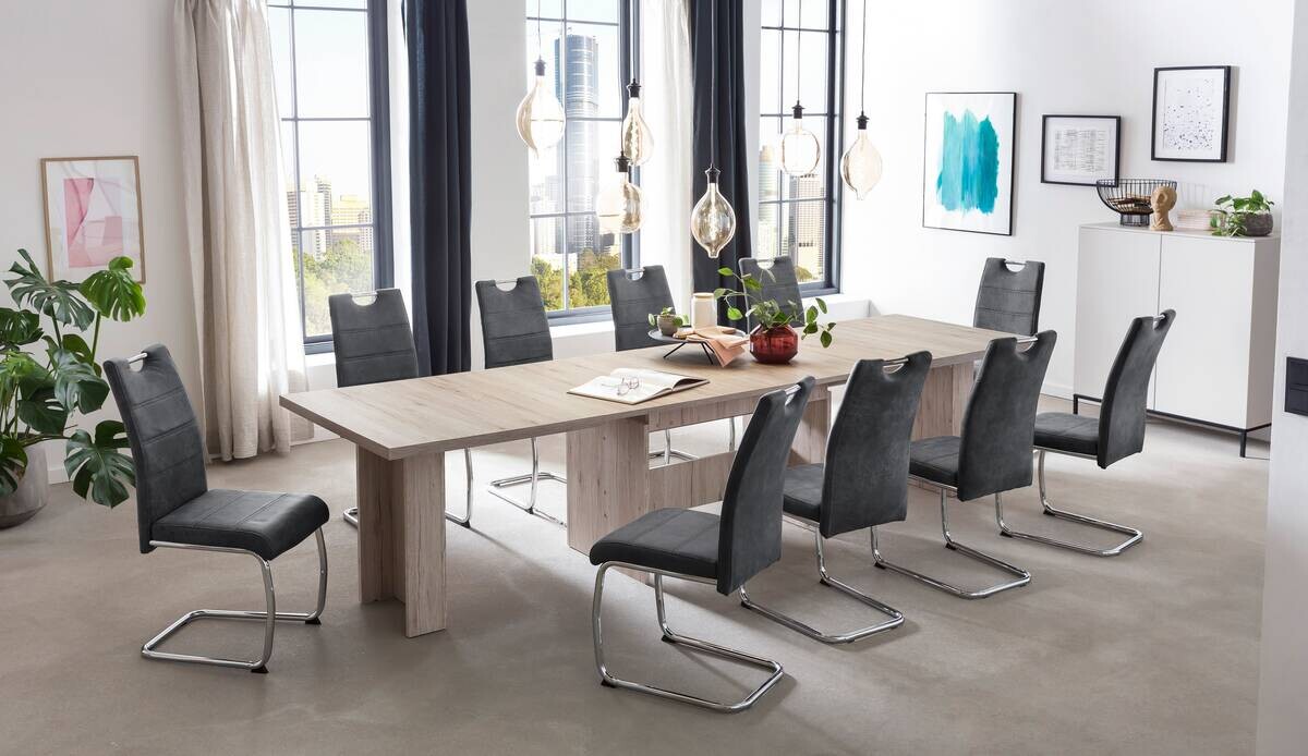 Essgruppe Lia II Eiche anthrazit Microfaser B/H/T: ca. 320x76x90 cm