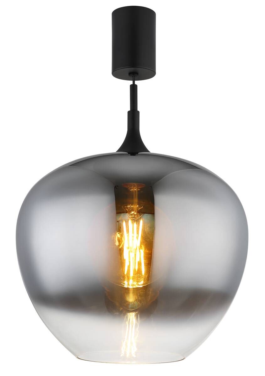 GLOBO Pendelleuchte MAXY schwarz Metall Glas H/D: ca. 150x4 cm E27 1 Brennstellen