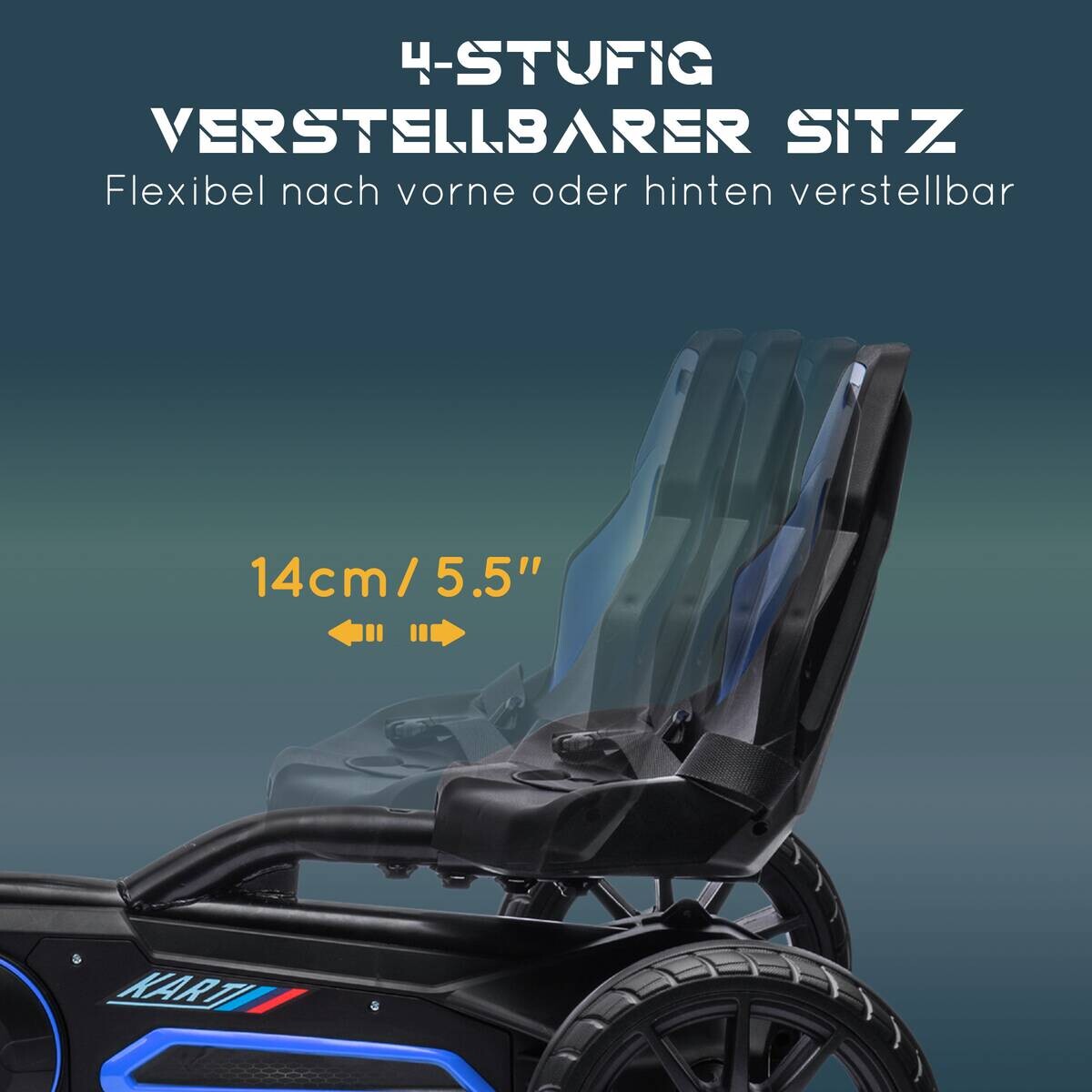 HOMCOM Go Kart blau B/H/L: ca. 58x58,5x100 cm
