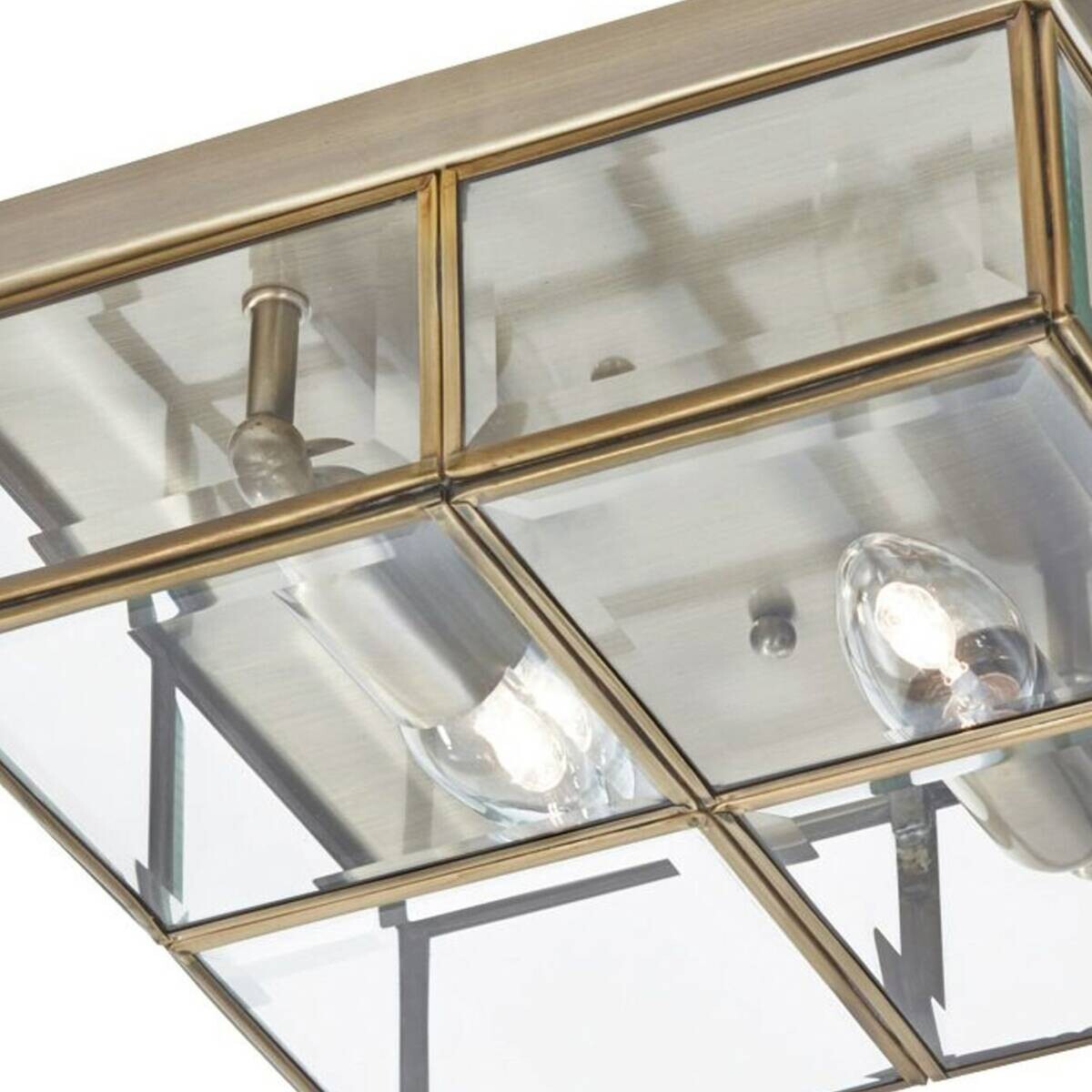 Searchlight Deckenleuchte Pisa messing transparent Stahl Glas B/H/L: ca. 25x10x25 cm E14 2 Brennstellen
