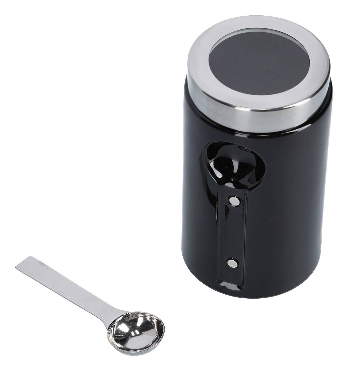 Zeller Vorratsdose mit Löffel schwarz Keramik B/H/L: ca. 11x19x11 cm