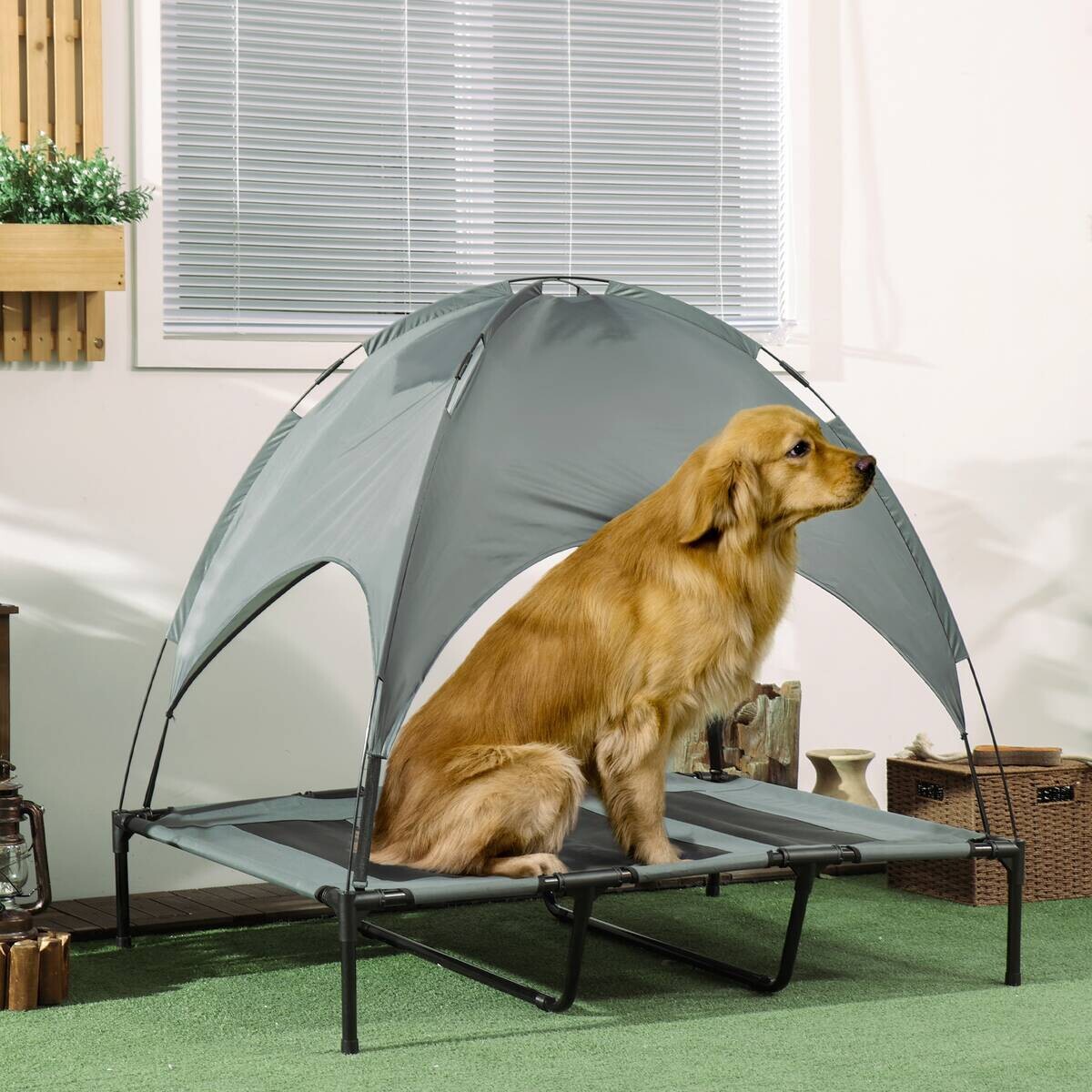 PawHut Hunde-Zubehör grau Edelstahl B/H/L: ca. 92x122x108 cm