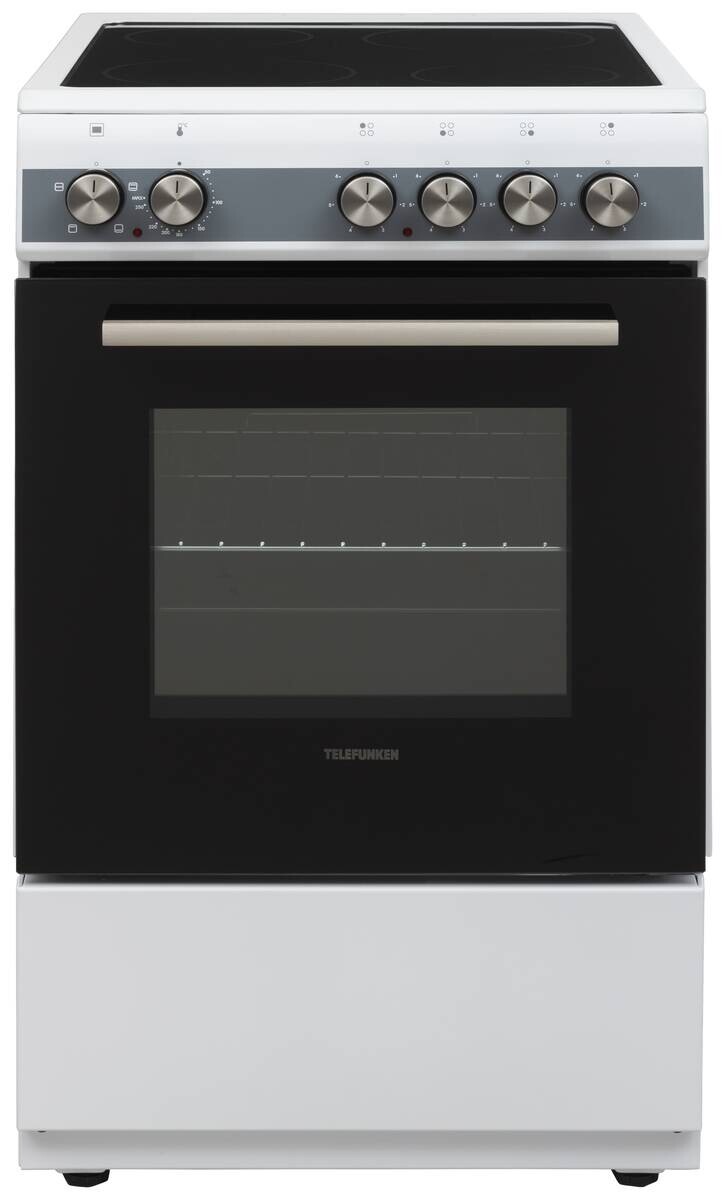 TELEFUNKEN Standherd 50cm mit Glaskeramikkochfeld TF-FS-5060-K4 EEK: A Spektrum: A+++ bis D 55l Volumen weiß B/H/T: ca. 50x85x60 cm