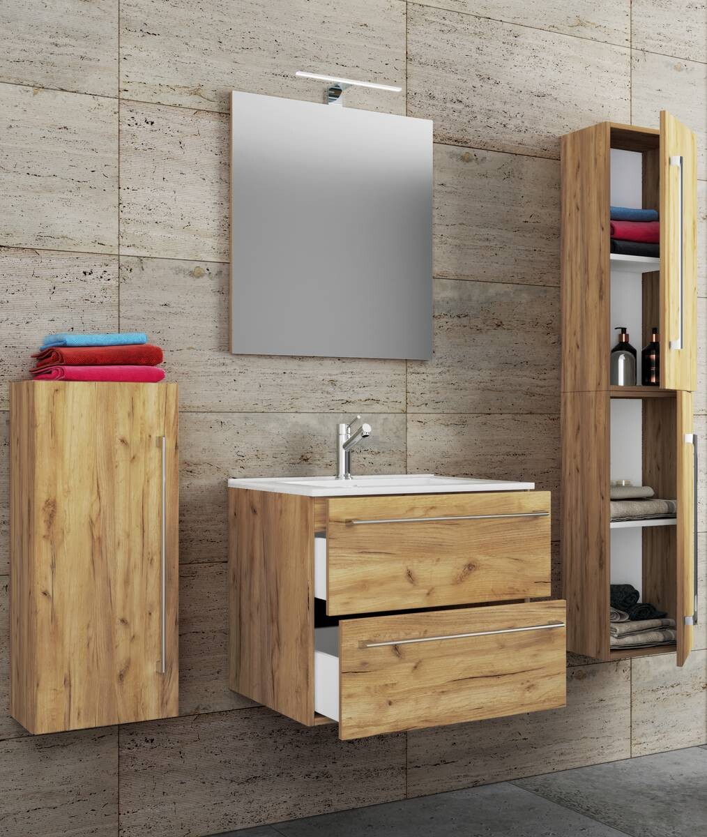 Waschplatz 5tlg-Badinos Eiche Honig Nachbildung B/H/T: ca. 61x52x46 cm