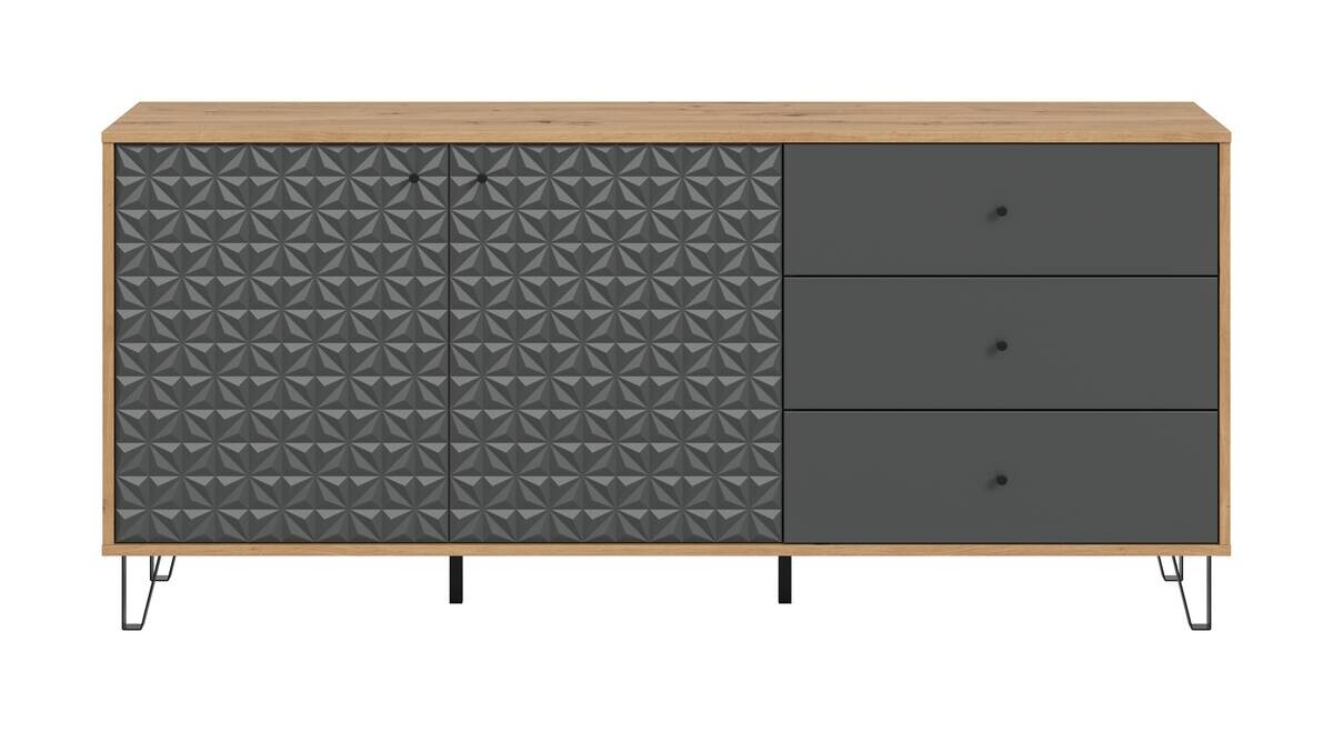 Sideboard PRISMA Artisan Oak Nachbildung anthrazit matt B/H/T: ca. 170x76x40 cm