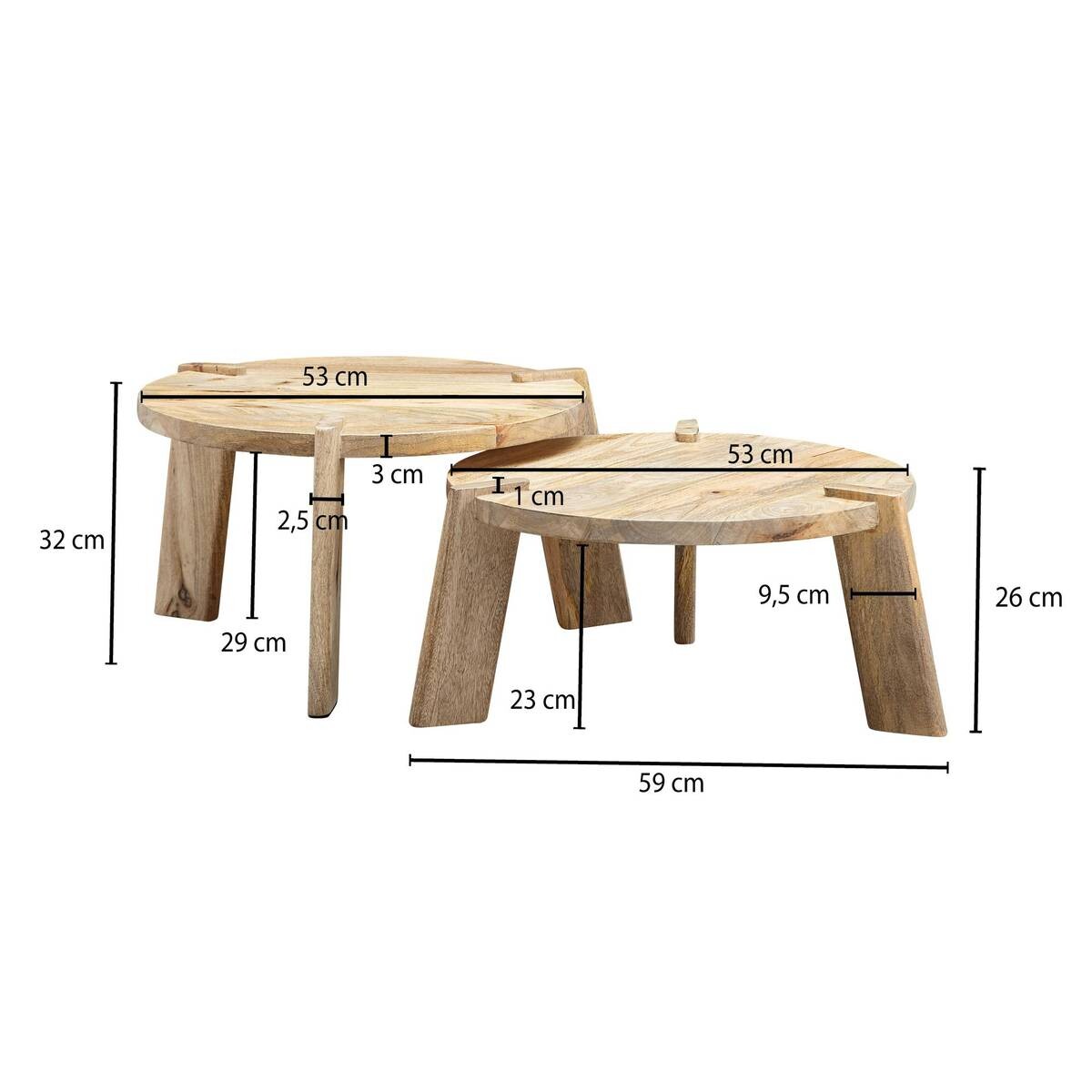 Couchtisch 2er-Set. natur