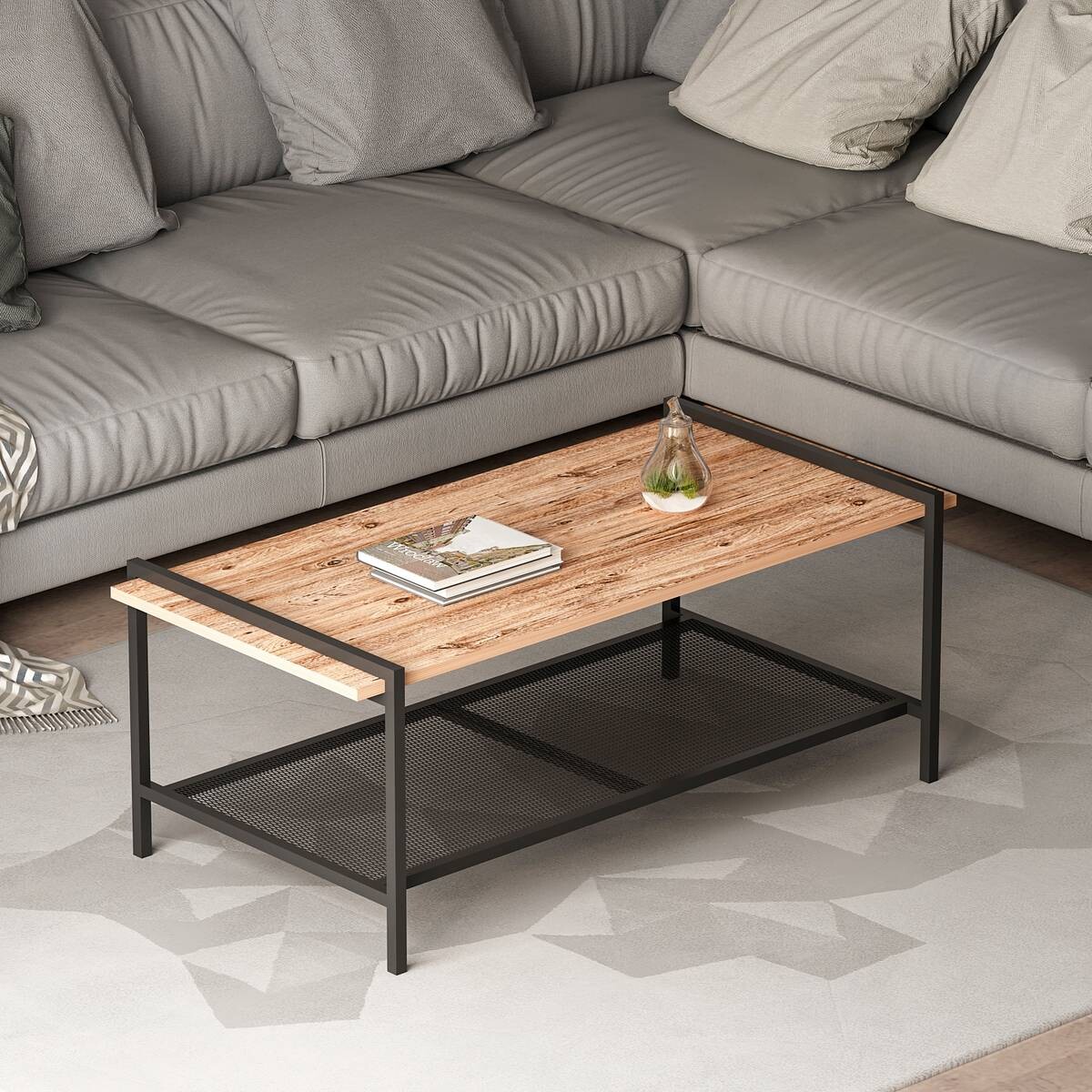 Couchtisch Lara walnuss Nachbildung schwarz B/H/T: ca. 120x45x60 cm
