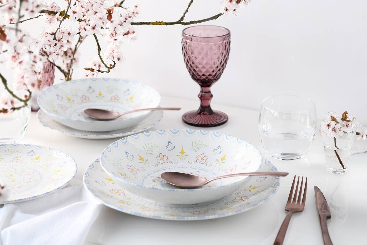 CreaTable Tafelservice Primavera Pastell pastell Steinzeug 12 tlg.