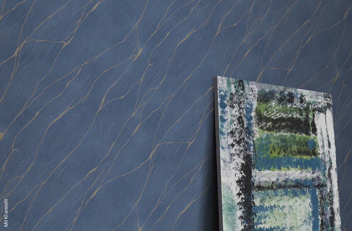 Erismann Vliestapete Marmoroptik blau B/L: ca. 53x1005 cm