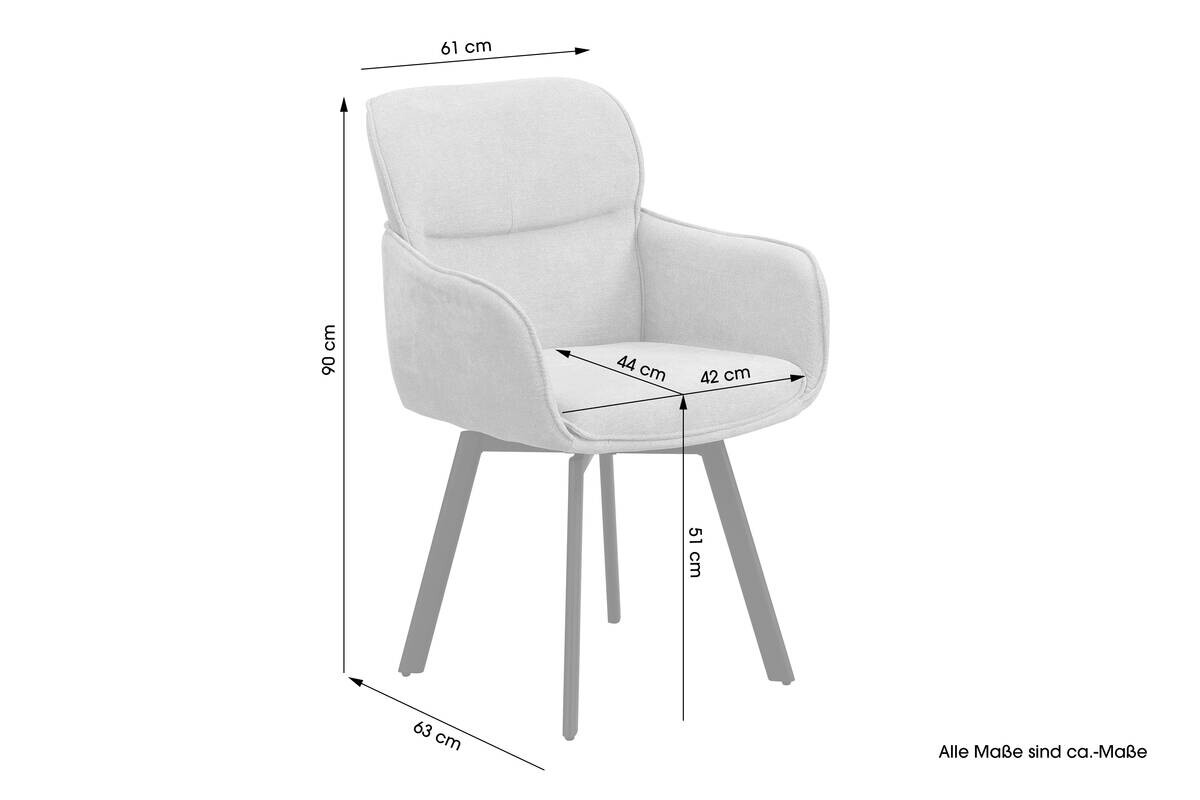 Stuhl RICO, 2er-Set schwarz taupe Metall Stoff B/H/T: ca. 61x90x63 cm