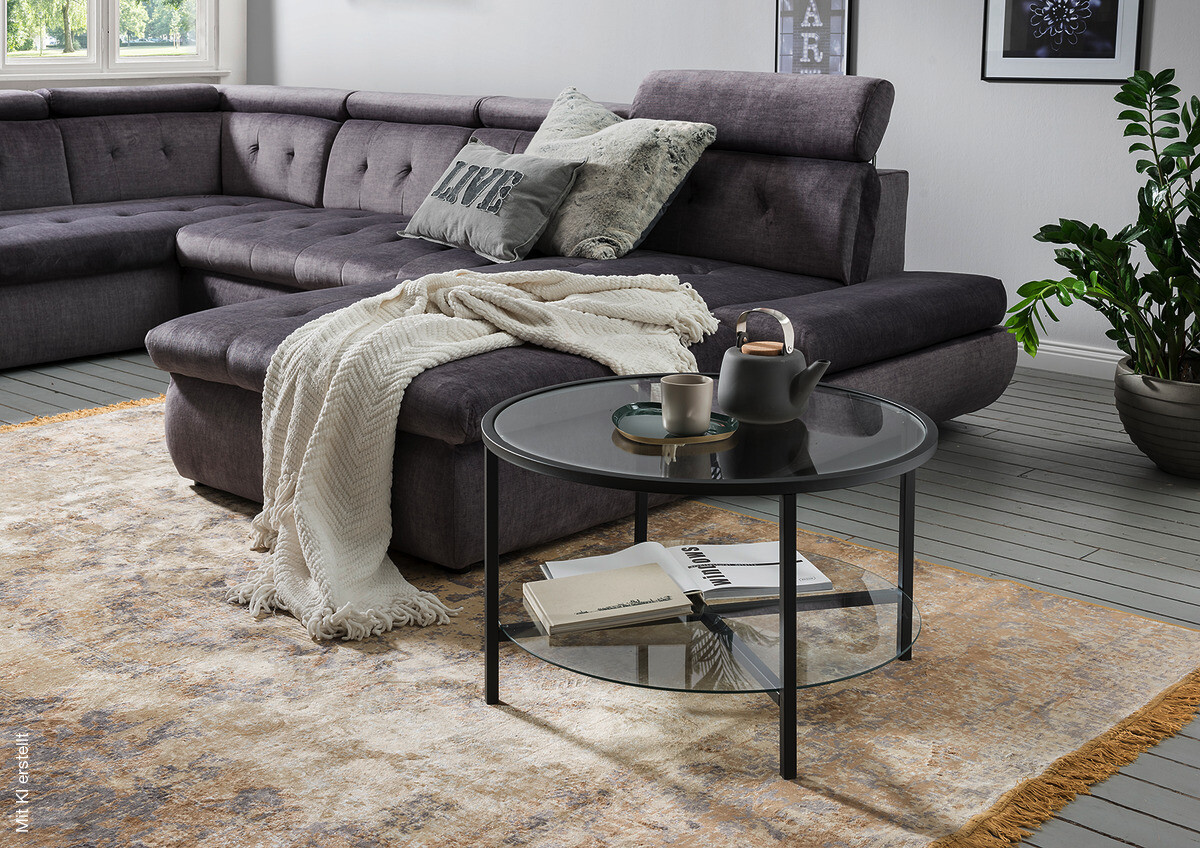 Couchtisch Granada V glasklar schwarz lackiert B/H/T: ca. 75x45x75 cm