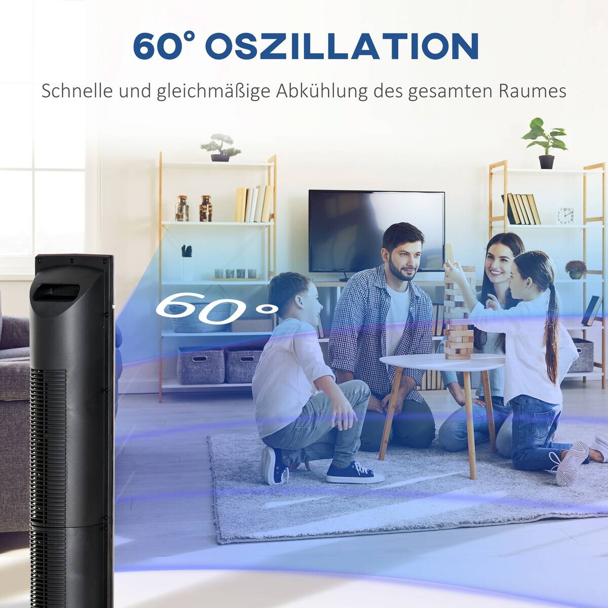 HOMCOM Ventilator schwarz Polypropylen Kunststoff Edelstahl B/H/L: ca. 32x32x106,8 cm