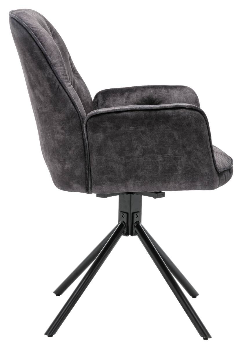 byLIVING Sessel SARINA 2er-Set anthrazit Vintage Samt Metall B/H/T: ca. 59,5x89x62 cm