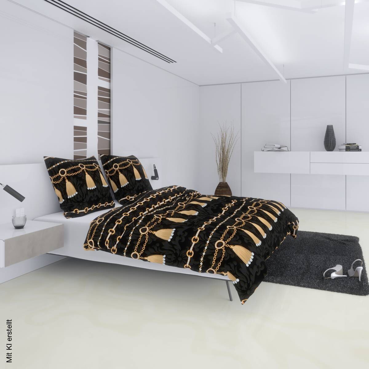 Microfaser Bettwäsche schwarz Polyester B/L: ca. 135x200 cm