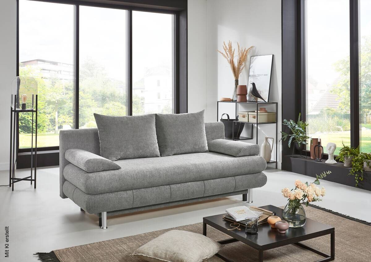 Schlafsofa Benfeld grau Microfaser B/H/T: ca. 190x93x92 cm