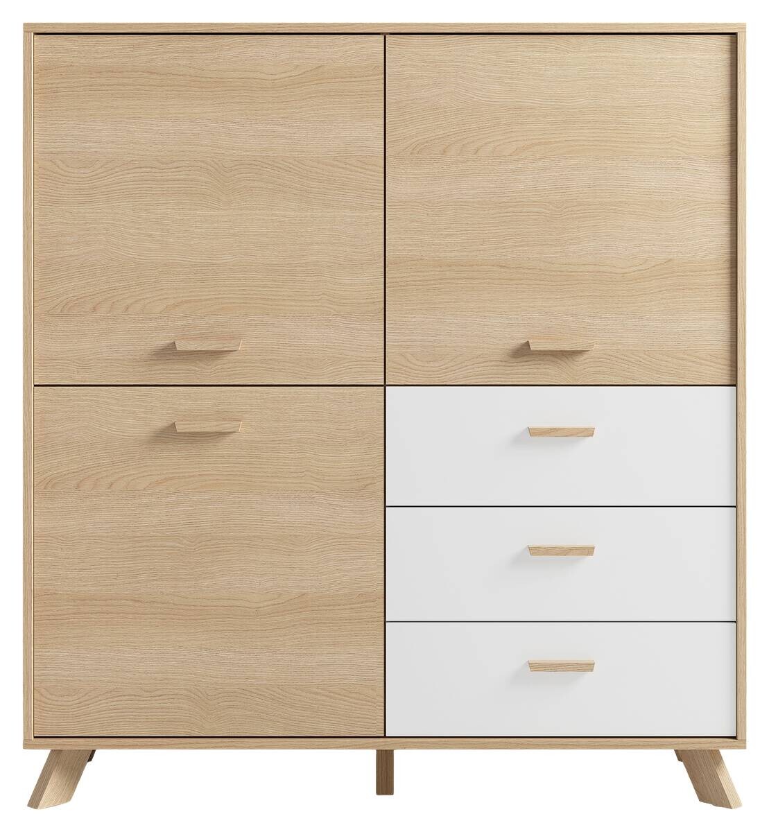 Highboard BASTIAN Eiche weiß B/H/T: ca. 120x131x36,5 cm