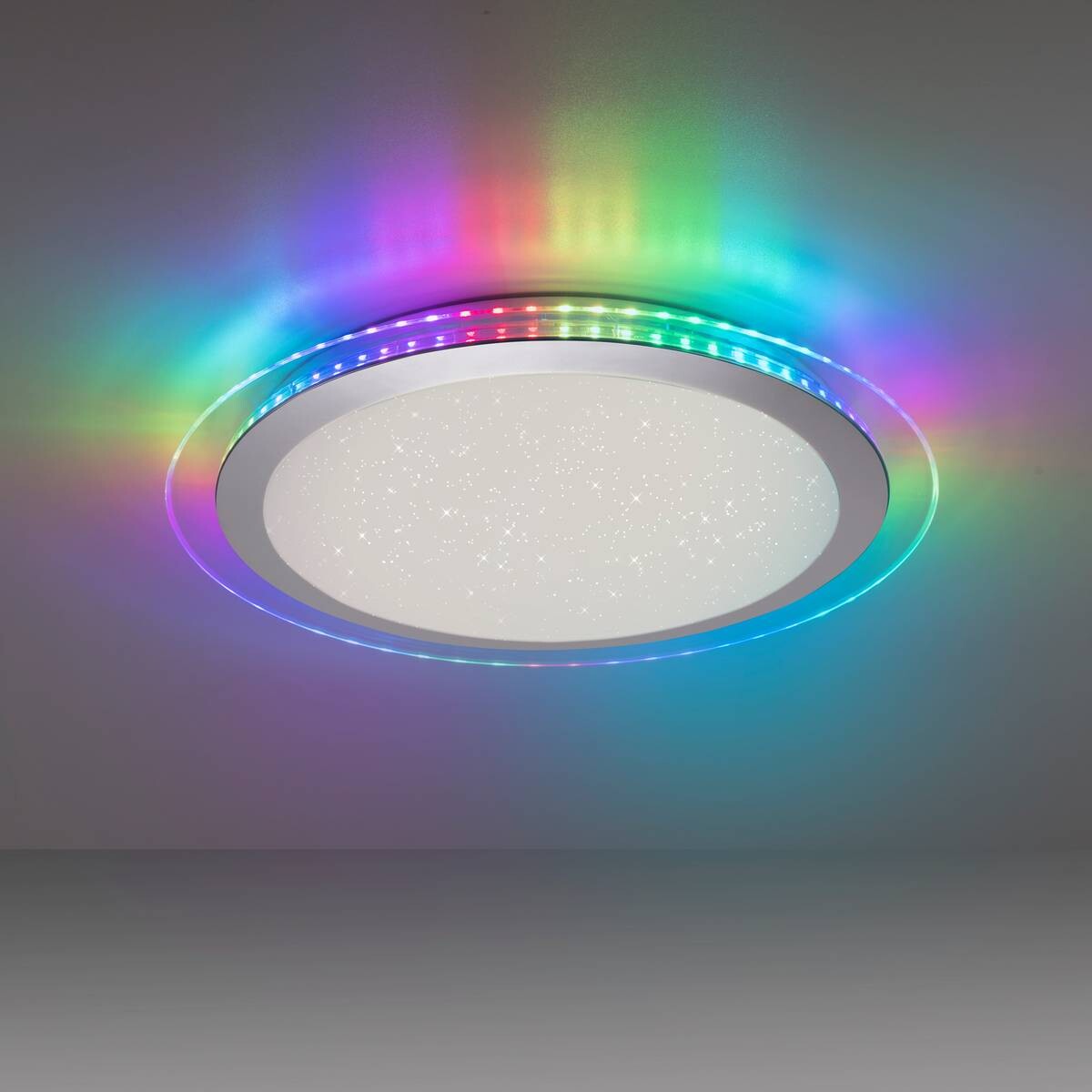 Just Light LED-Deckenleuchte Cyba klar silber Kunststoff Metall H/D: ca. 8x45 cm 2 Brennstellen