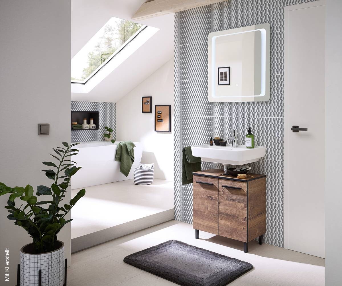 Badezimmer-Set Quickset 374 Eiche Ribeck Nachbildung B/H/T: ca. 70x200x33 cm