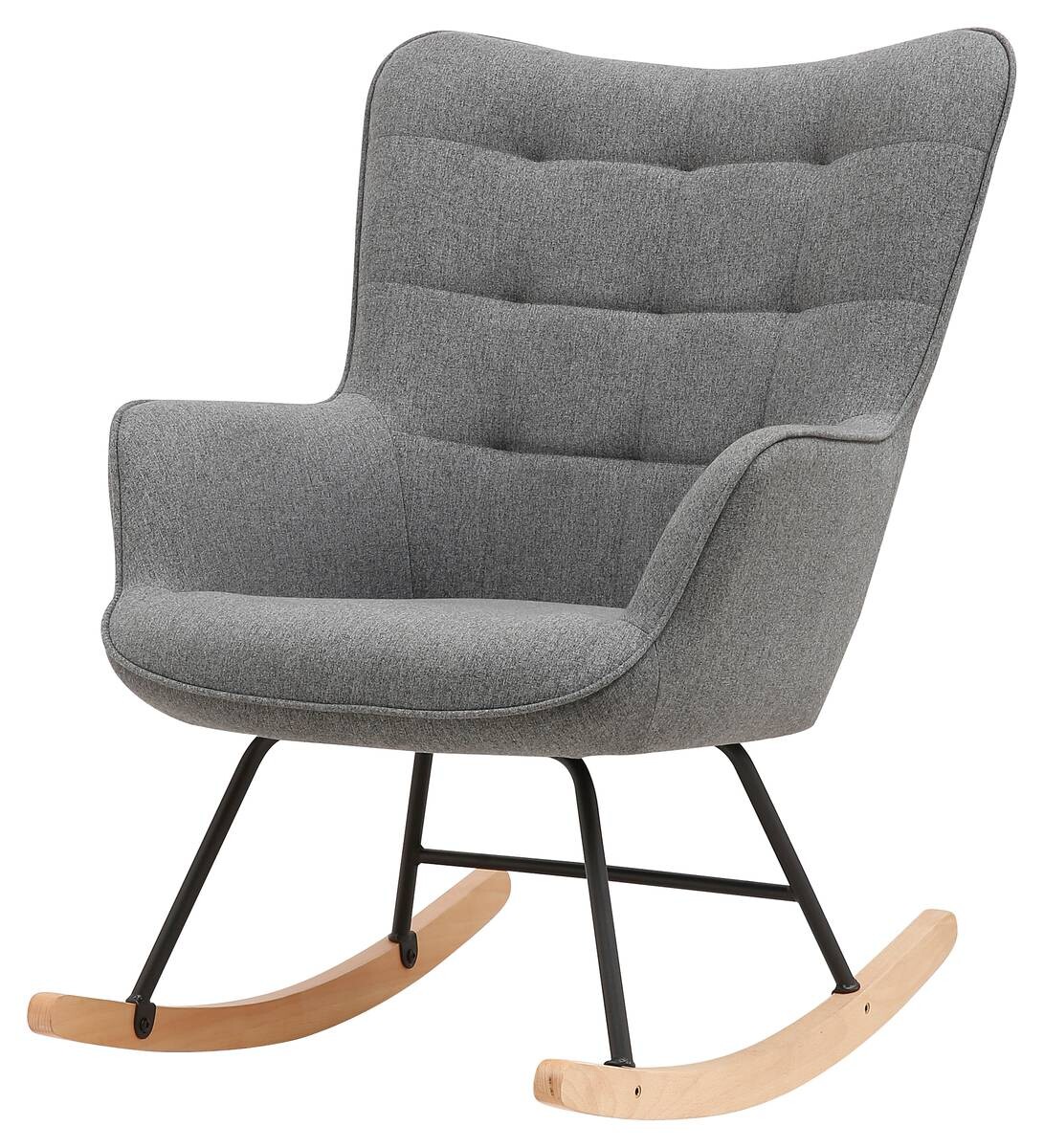 byLIVING Schaukelstuhl RICHIE grau schwarz natur Webstoff Metall Buche B/H/T: ca. 72x92x92 cm