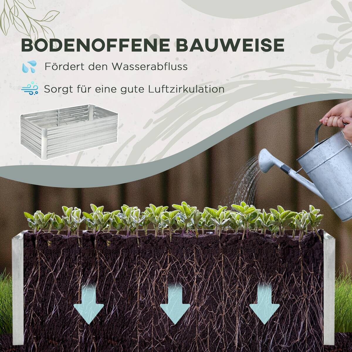 Outsunny Hochbeet silber Stahl B/H/L: ca. 90x59x180 cm