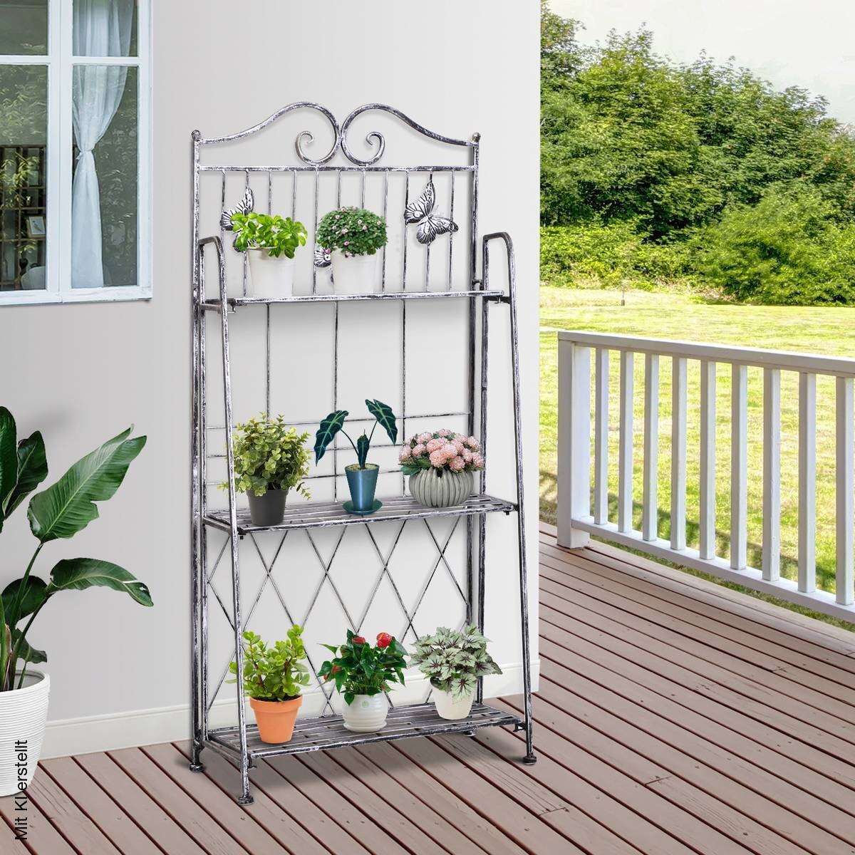 Outsunny Pflanzregal Silbergrau Metall B/H/L: ca. 25x96x44 cm
