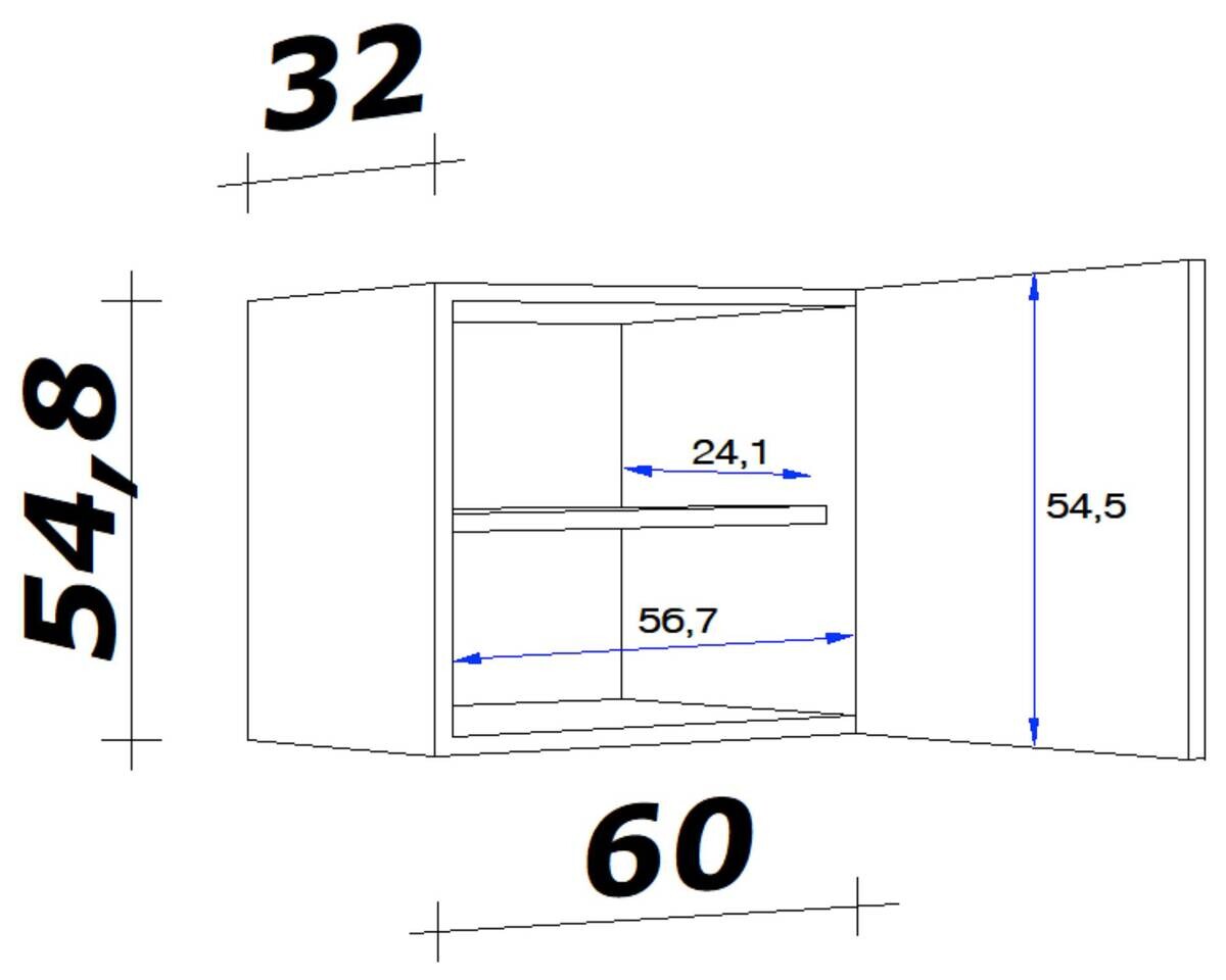 Hängeschrank Morena grau matt B/H/T: ca. 60x54,8x32 cm