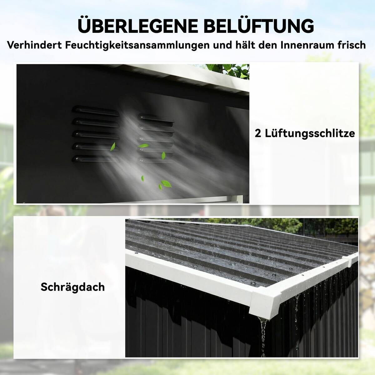 Outsunny Geräteschuppen dunkelgrau B/H/T/L: ca. 90x179x90x163 cm