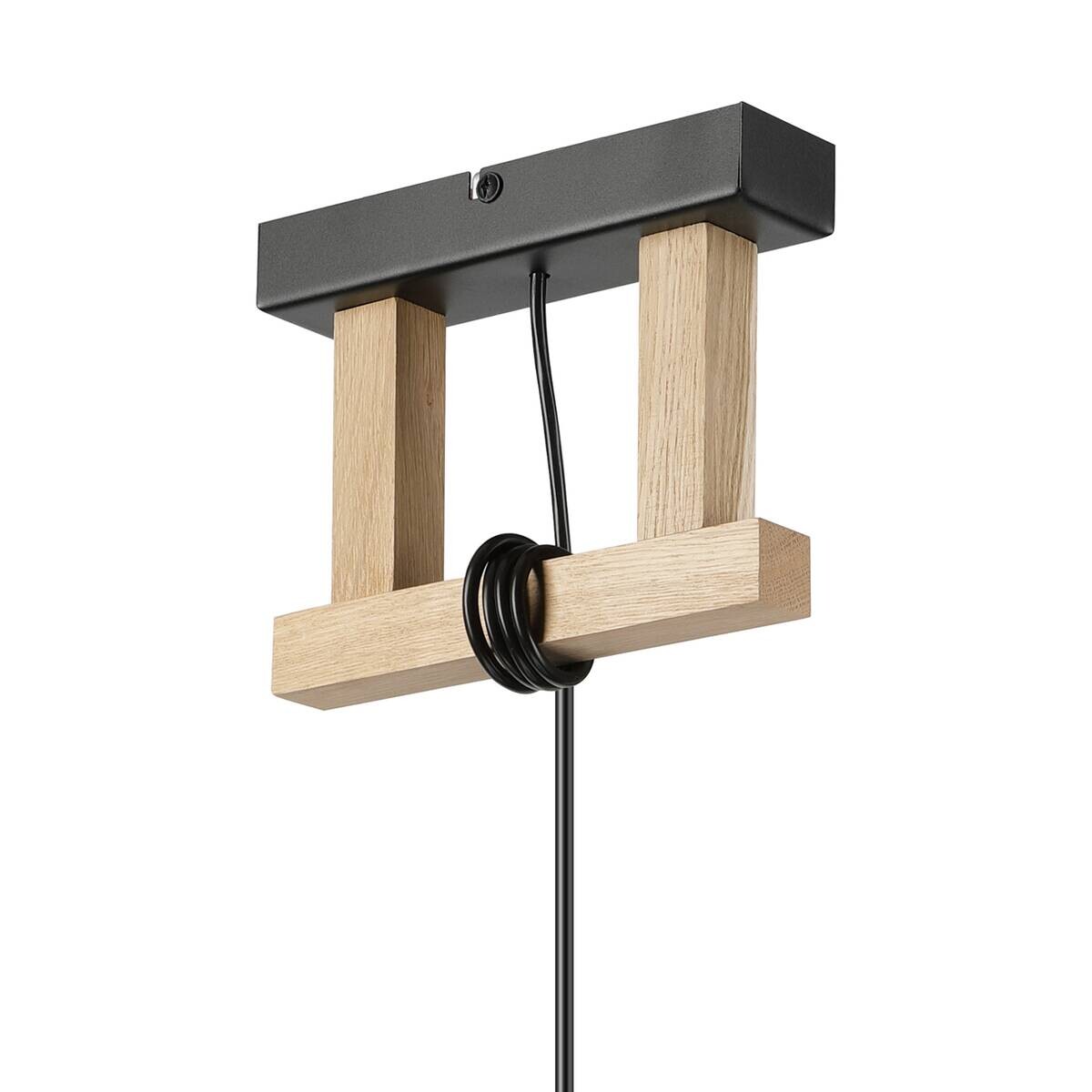 Lamkur Pendelleuchte Eiche Stahl B/H/L: ca. 20x89x20 cm E27 1 Brennstellen
