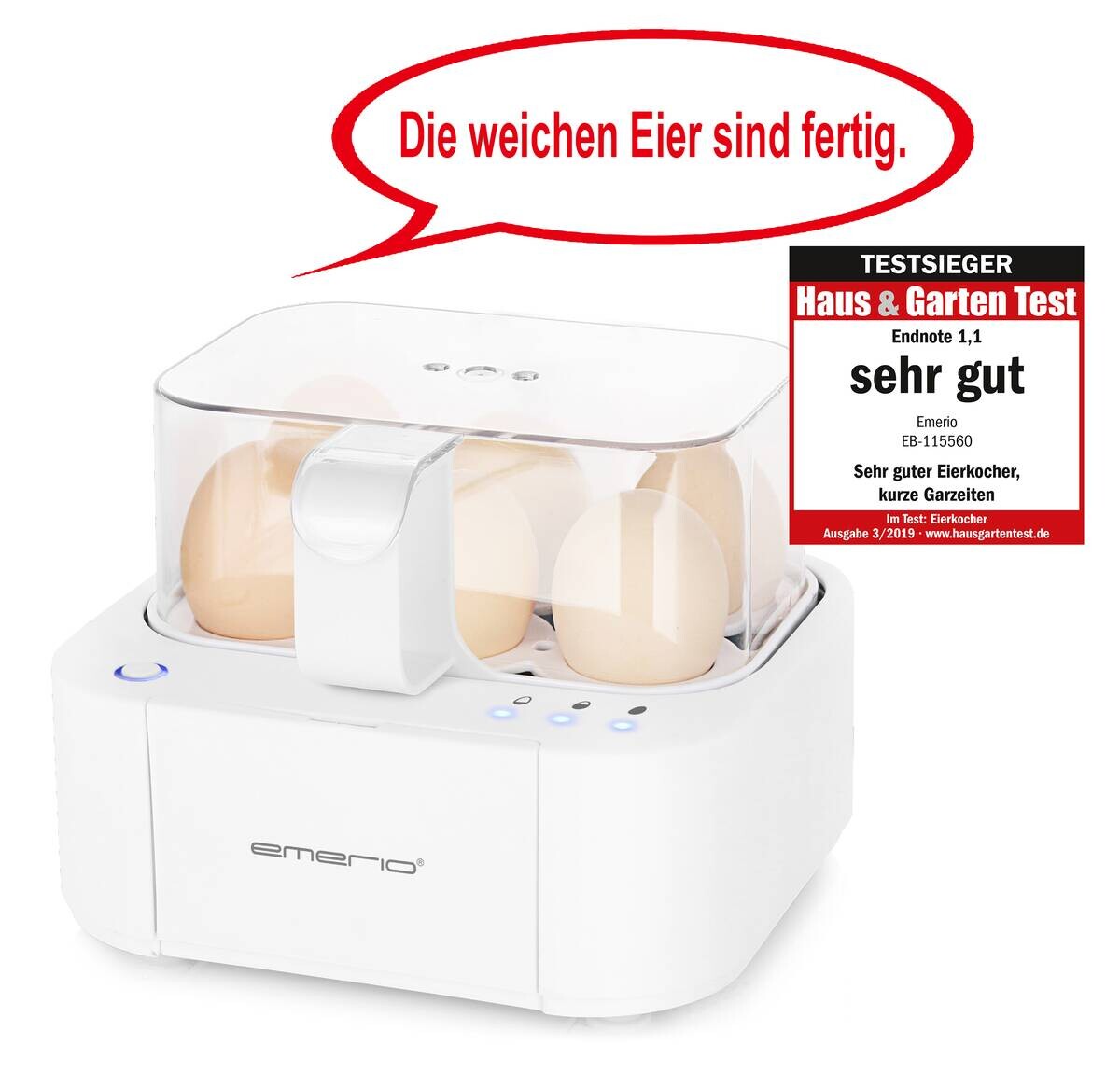 Emerio Eierkocher EB-115560.12 weiß Kunststoff Edelstahl B/H/T: ca. 18x17x14 cm
