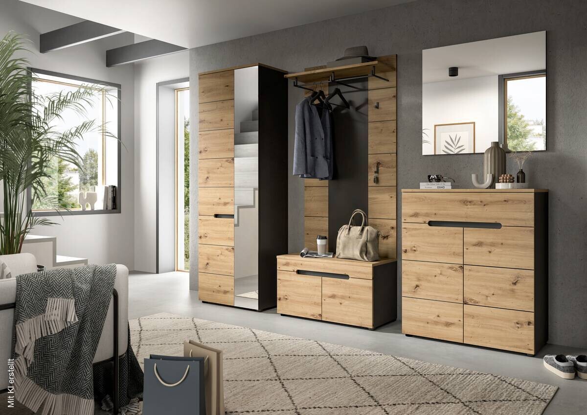 Garderobe Canu basaltgrau Nachbildung Artisan Nachbildung B/H/T: ca. 160x190x37 cm
