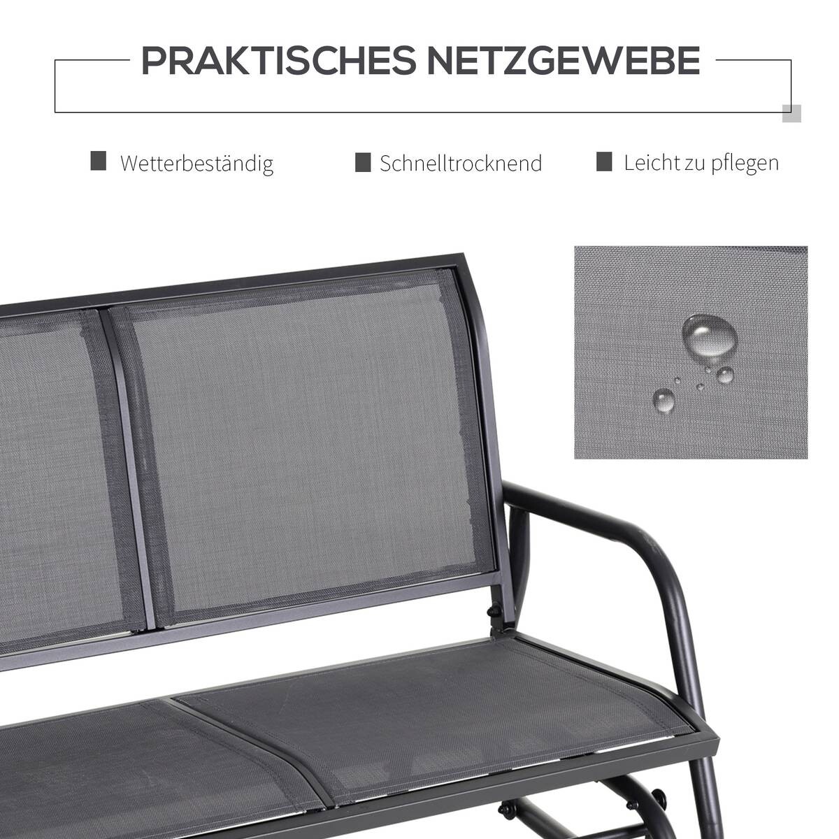 Outsunny Sitzbank grau Metall B/H/L: ca. 70x85x120 cm
