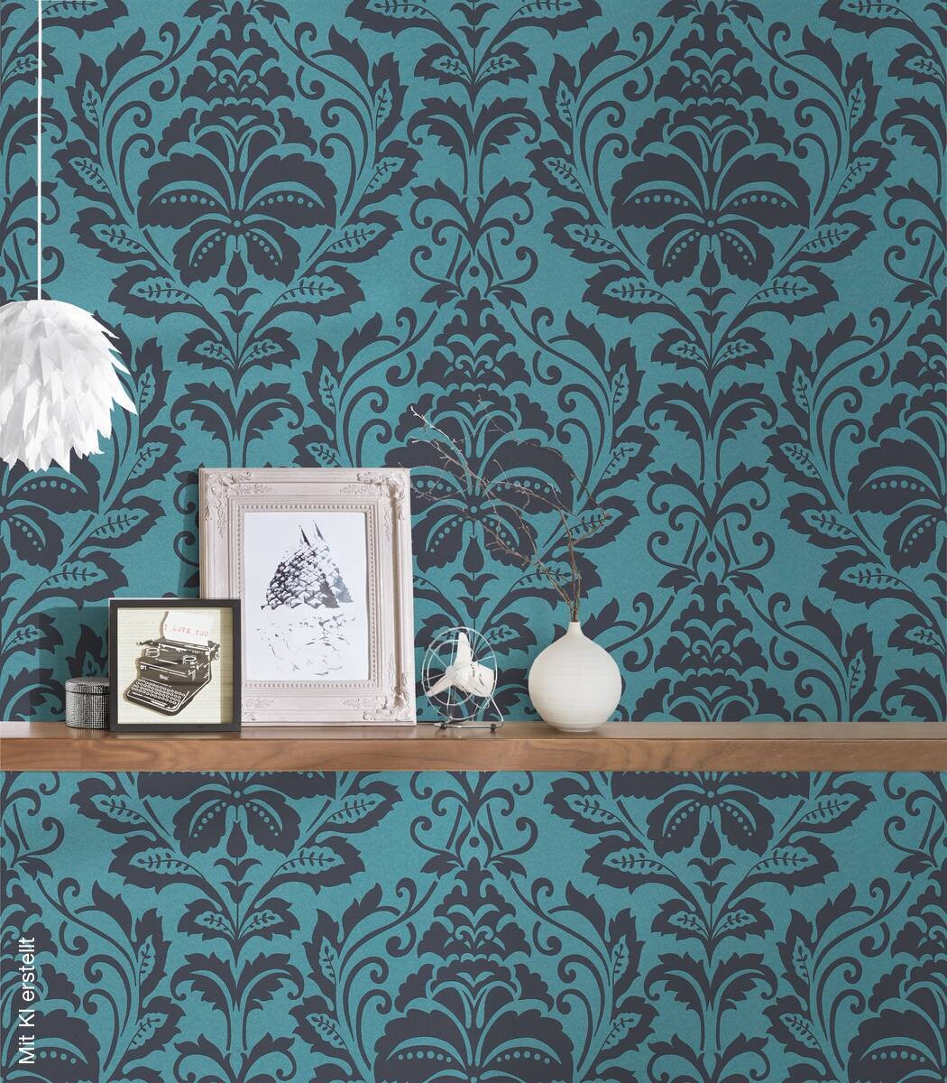 A.S.Creation Vliestapete Attractive Barock türkis grau B/L: ca. 53x1005 cm