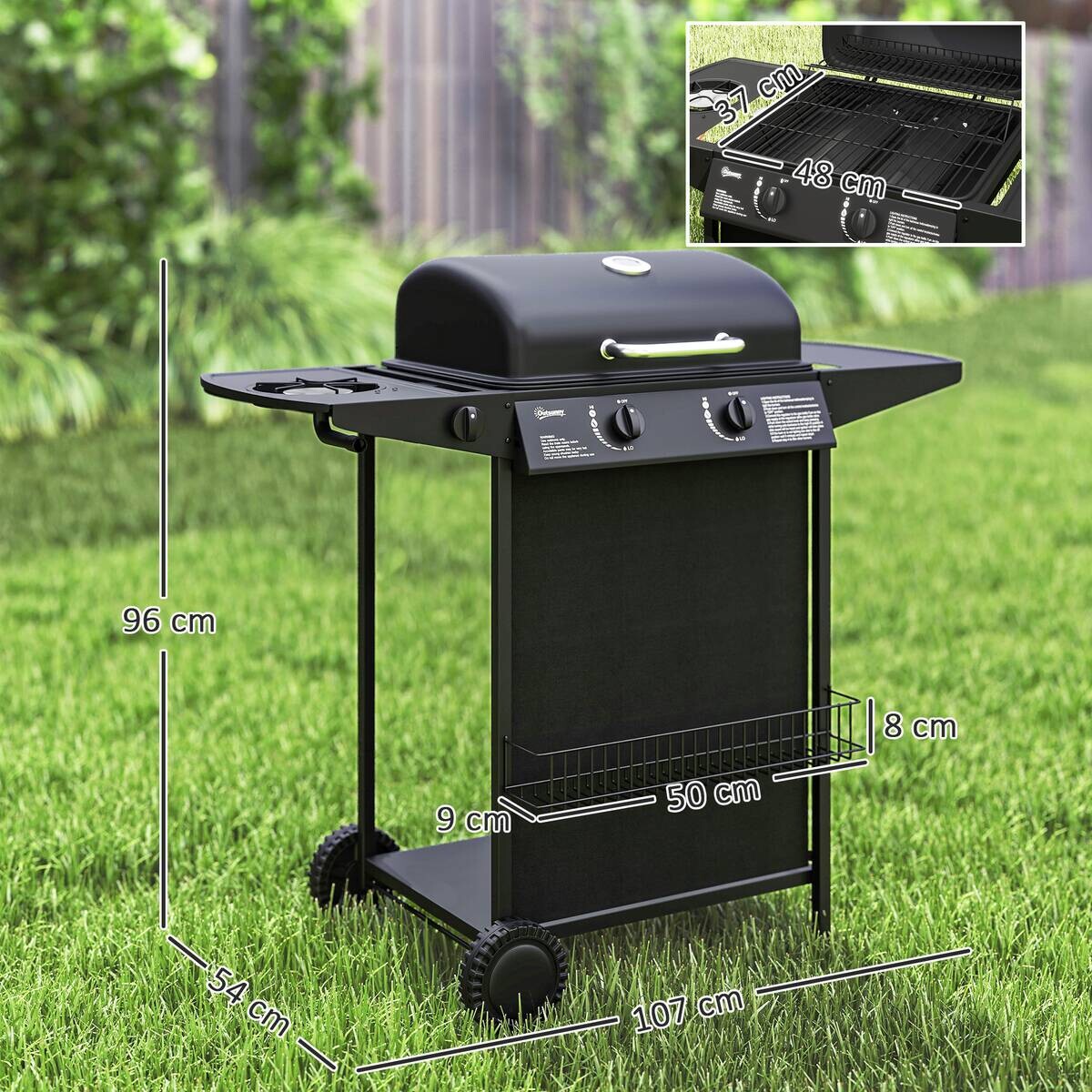 Outsunny Gasgrill Stahl B/H/L: ca. 54x96x107 cm