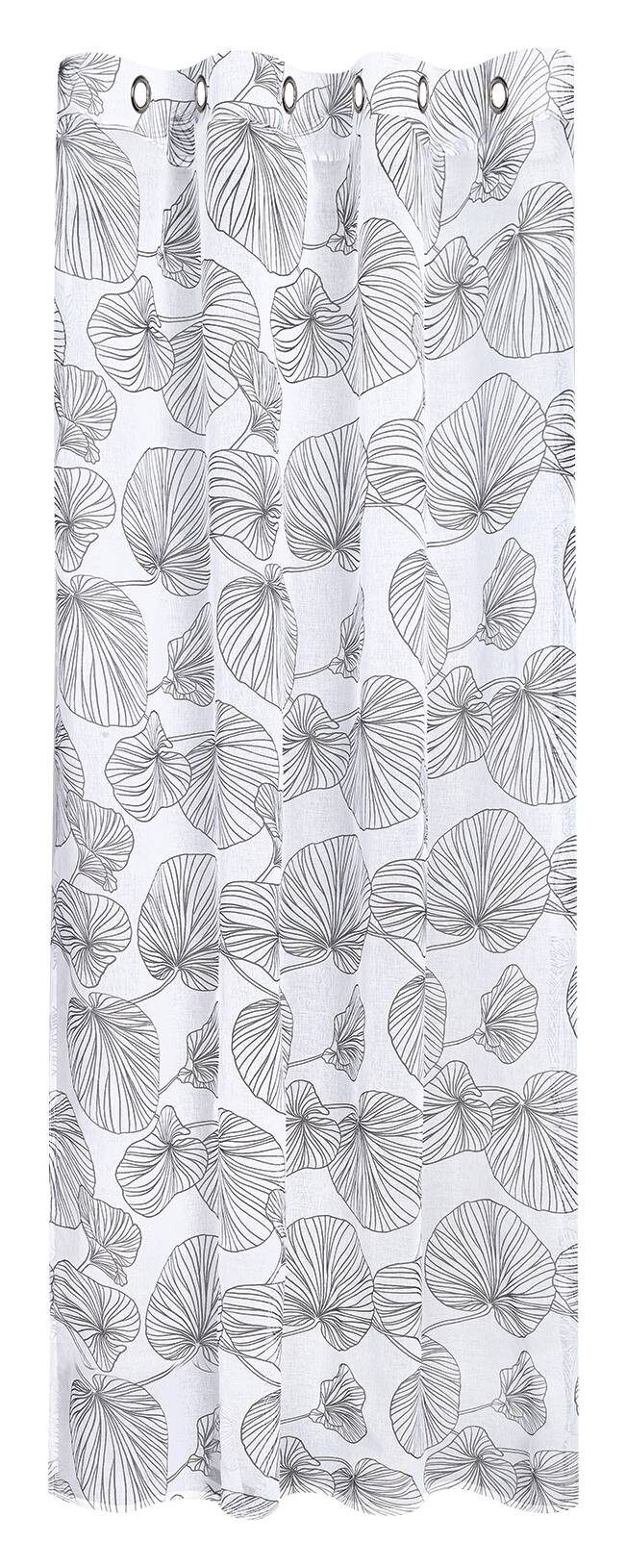 Happy Home Ösenvorhang Blätter schwarz weiß 100% Polyester B/L: ca. 145x245 cm