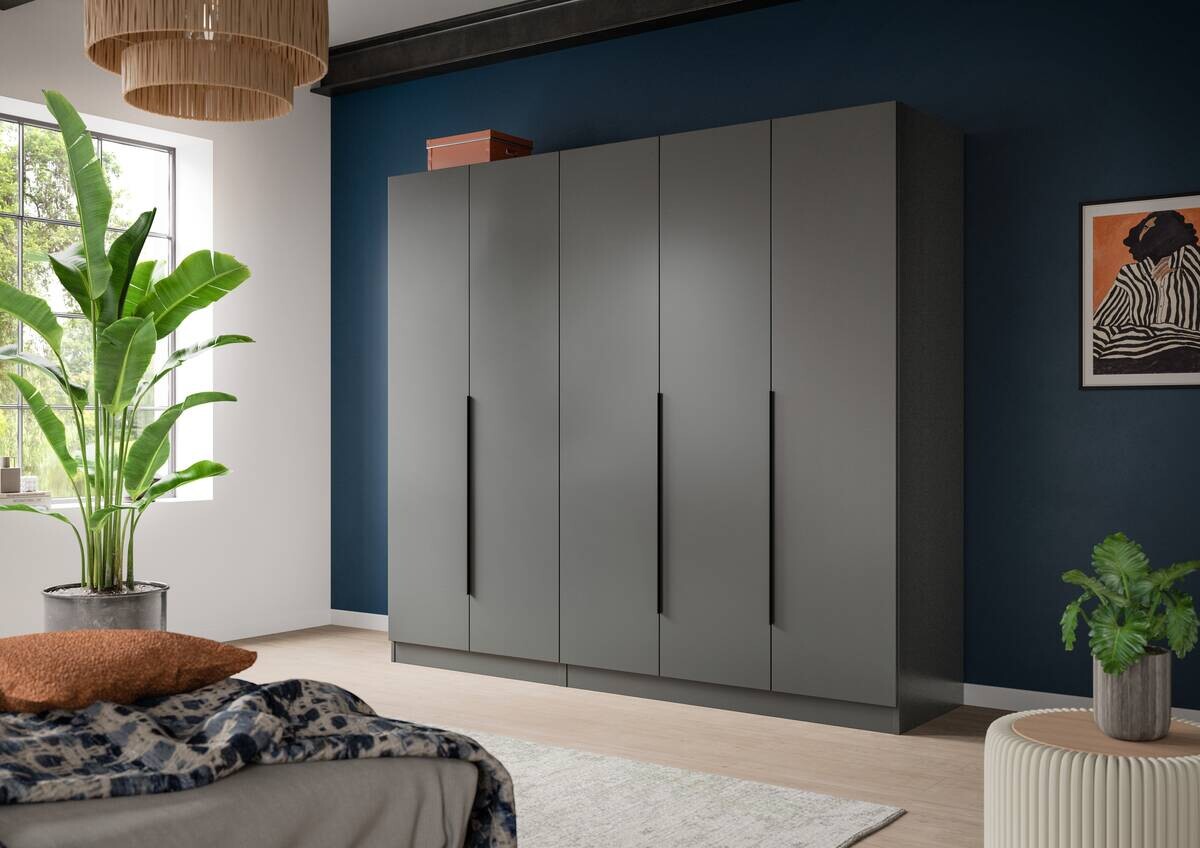 Kleiderschrank KOPENHAGEN anthrazit B/H/T: ca. 200x181x52 cm