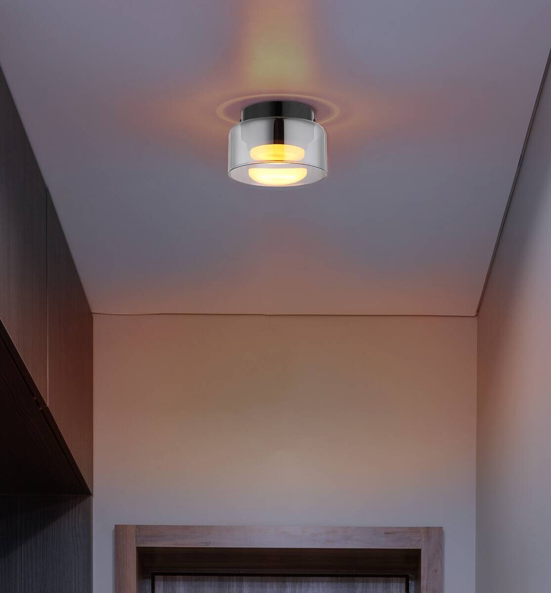 GLOBO LED-Deckenleuchte Rauch schwarz Metall Glas H/D: ca. 8,5x13 cm 1 Brennstellen