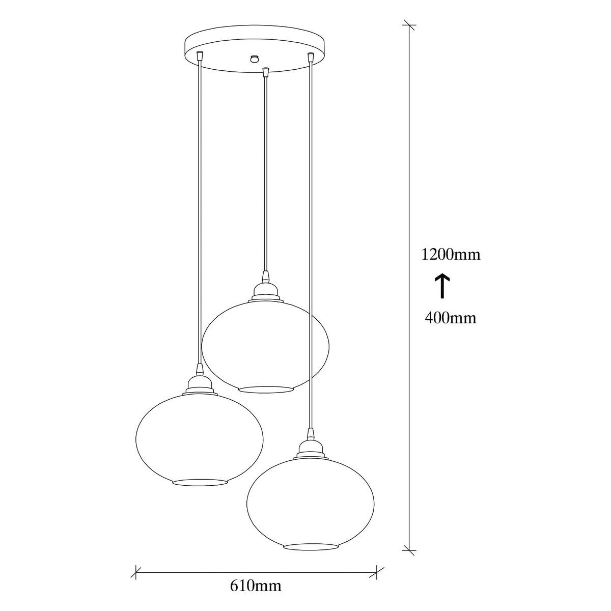 Opviq Pendelleuchte grau Glas Metall B/H/T/L/D: ca. 61x120x61x61x61 cm E27 3 Brennstellen