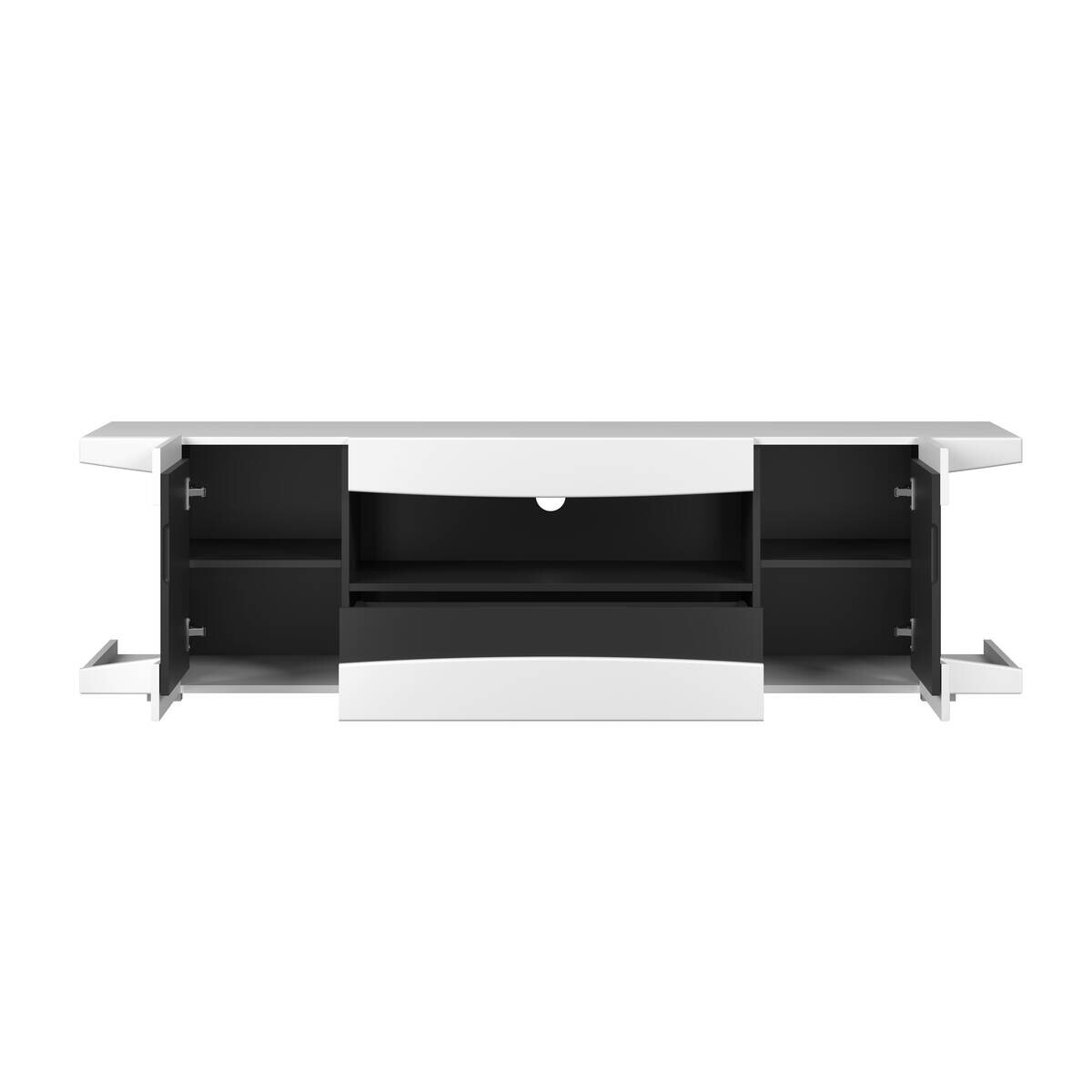 TV-Lowboard LevelUp Gaming weiß Lack matt schwarz Lack matt B/H/T: ca. 180x54x42 cm