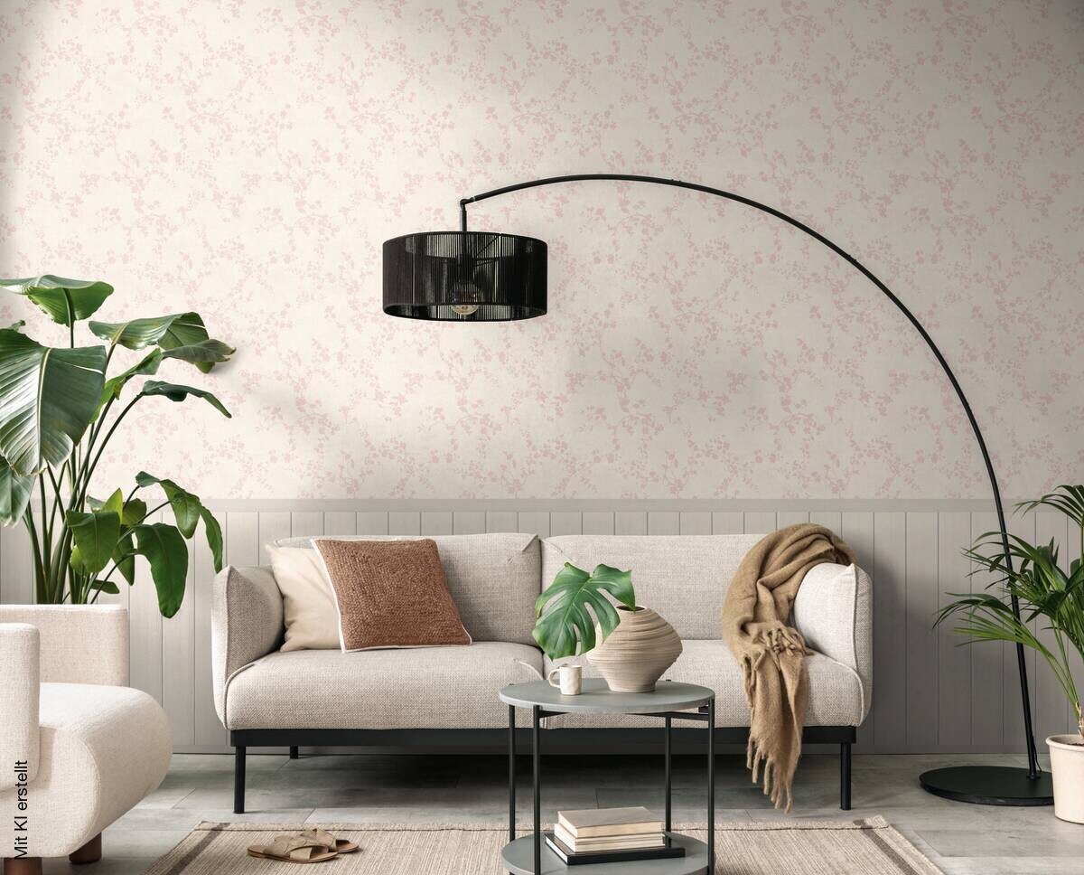 Livingwalls Fototapete Floral rosa creme B/L: ca. 280x159 cm