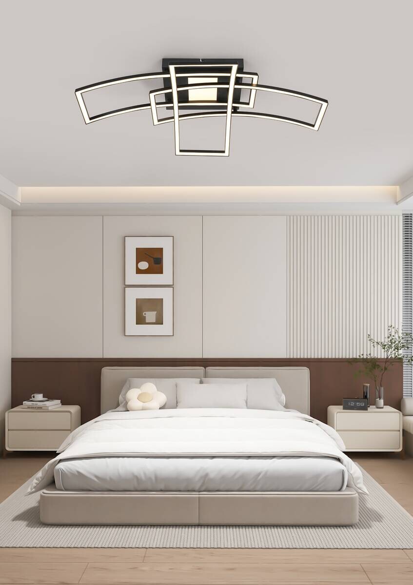 Nolo LED-Deckenleuchte Curve schwarz Metall B/H/L: ca. 59x15x82 cm