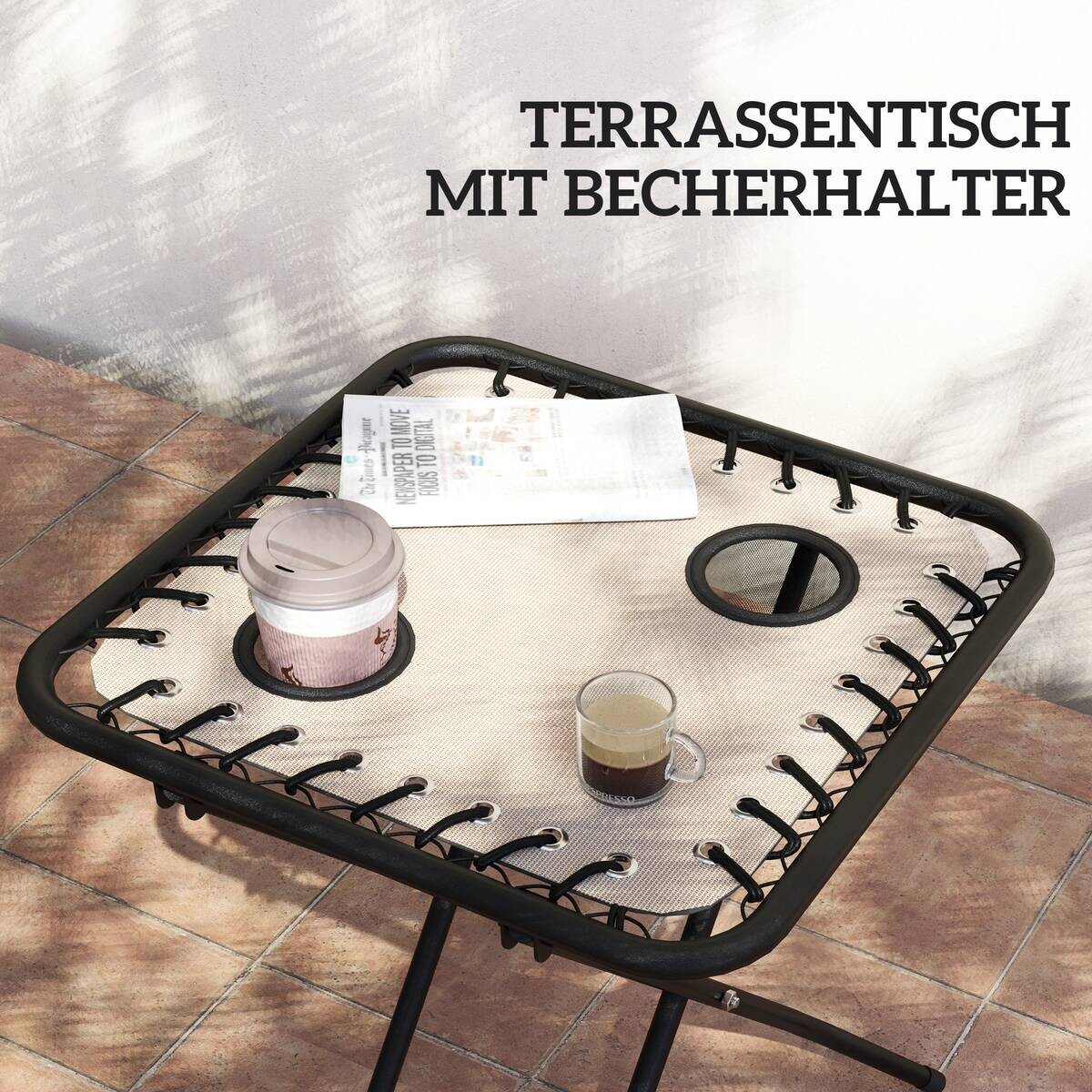 Outsunny Gartenliege 2er Set beige Metall B/H/L: ca. 65x110x90 cm