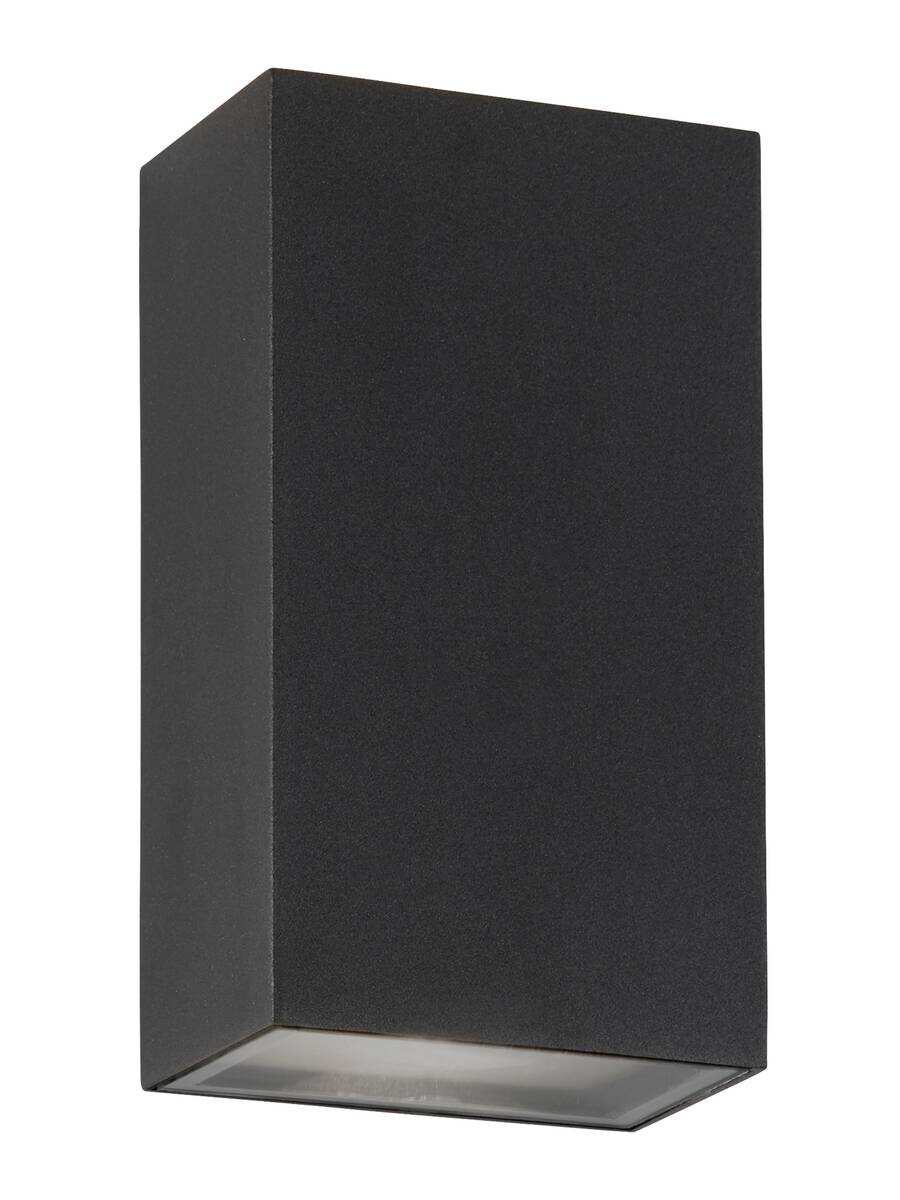 LED-Außenwandleuchte silber schwarz klar B/H/T: ca. 9x16x6 cm