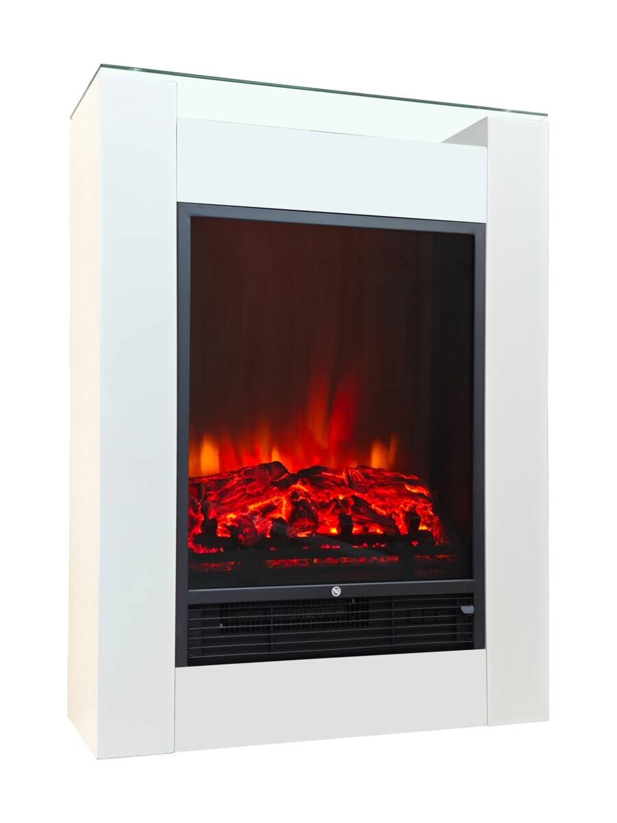 BHP Elektrischer-Kamin weiß Glas Metall B/H/L: ca. 24x78,3x58,4 cm ca. 1500 W