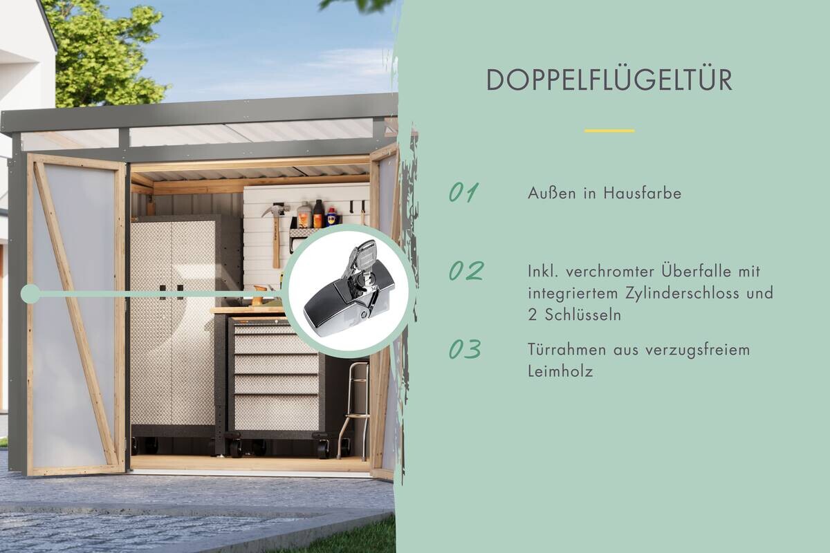 Karibu Gartenhaus Indra 2 grau B/H/T: ca. 206x213x206 cm