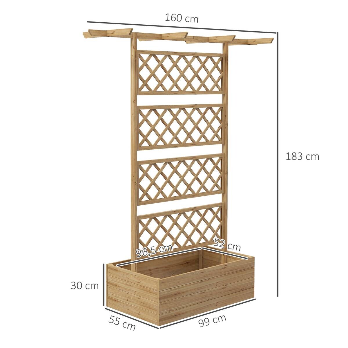 Outsunny Hochbeet natur Holz B/H/L: ca. 55x183x160 cm