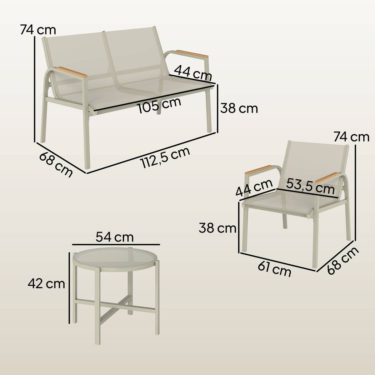 Outsunny Loungemöbel grün Textilene B/H/L: ca. 68x74x112,5 cm