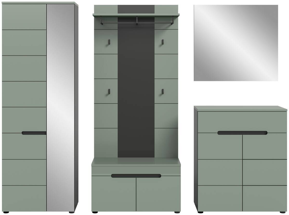 Garderobe Canu grün basaltgrau Nachbildung B/H/T: ca. 255x190x37 cm