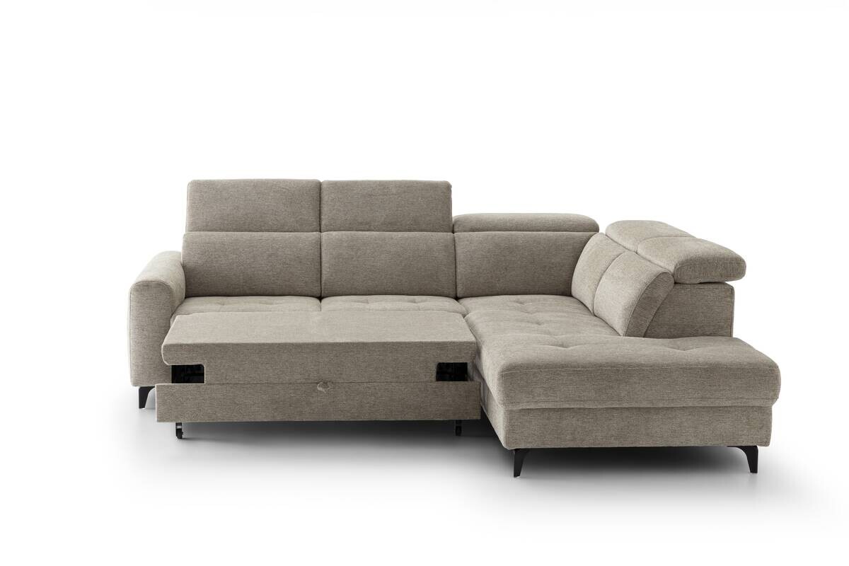 Ecksofa mit Bettfunktion taupe Flachgewebe B/H/T: ca. 258x96x221 cm