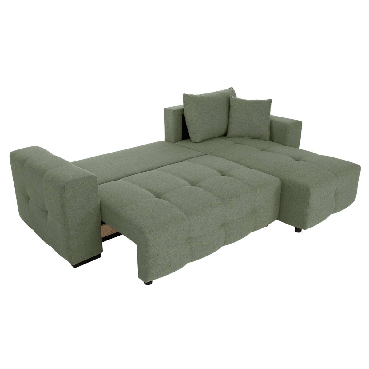 Ecksofa mit Bettfunktion und Bettkasten salbei Webstoff B/H/T: ca. 247x83x162 cm