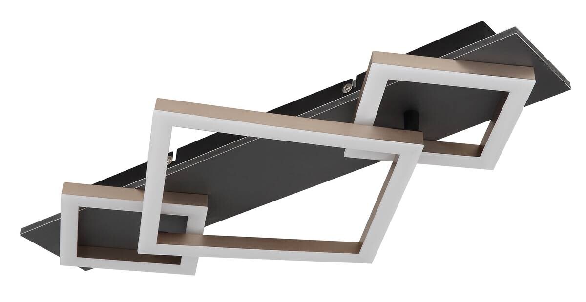 GLOBO LED-Deckenleuchte Opal mattschwarz champagner Kunststoff MDF Metall B/H/L: ca. 31,2x7,5x54 cm 1 Brennstellen